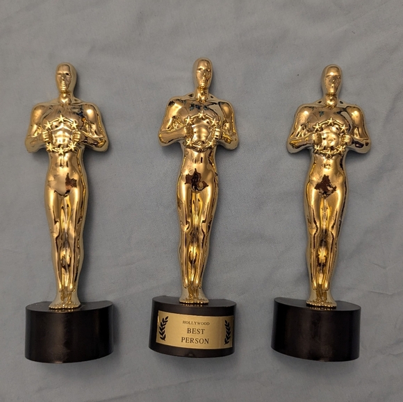 ❤️5 for $25❤️ Set of 3 Gold Academy Award Replica Trophies - Picture 1 of 5